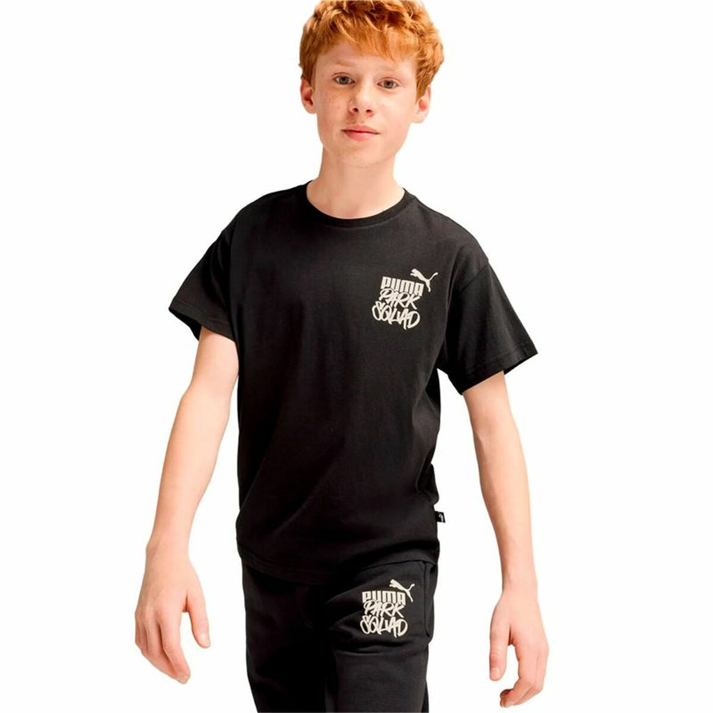 Child's Short Sleeve T-Shirt Puma Essenntials+ Mid 90S Graphic Black-3