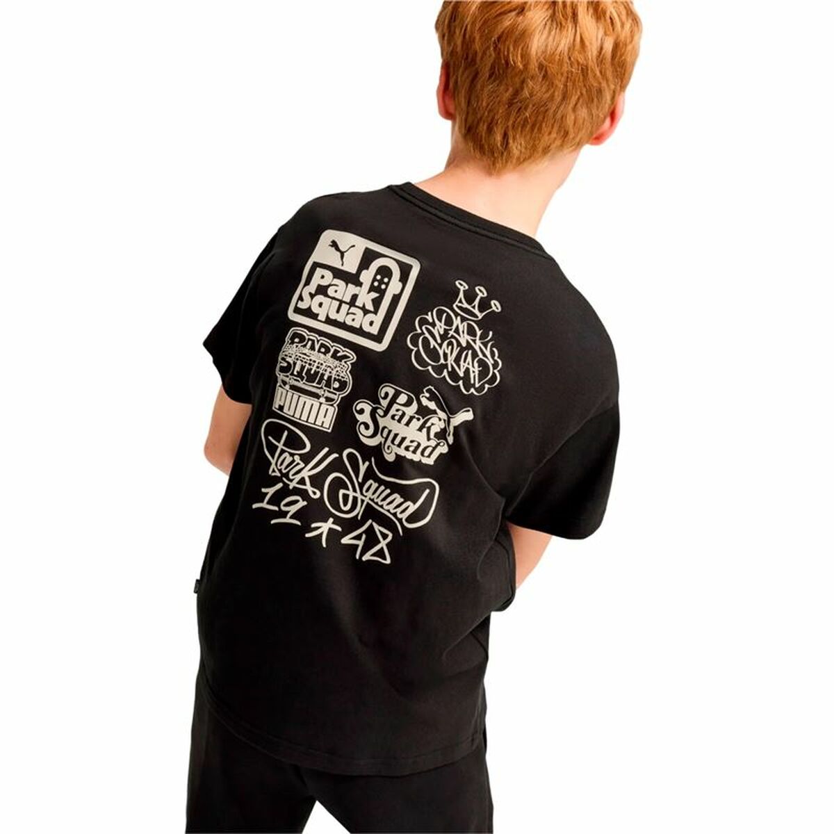 Child's Short Sleeve T-Shirt Puma Essenntials+ Mid 90S Graphic Black-2