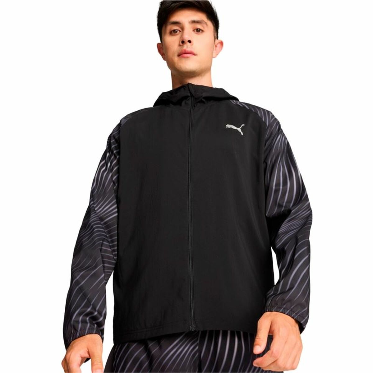 Men's Sports Jacket Puma Run Favorite Aop Woven Black-3
