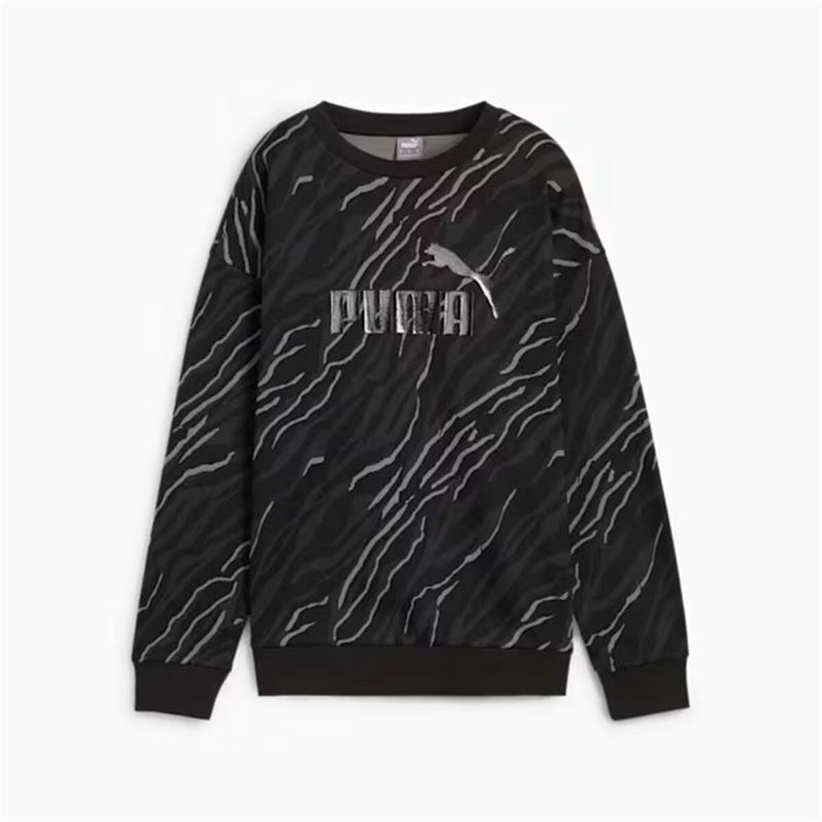 Women’s Sweatshirt without Hood Puma Essentials+ Animal Aop Crew Fl Mujer Black-0