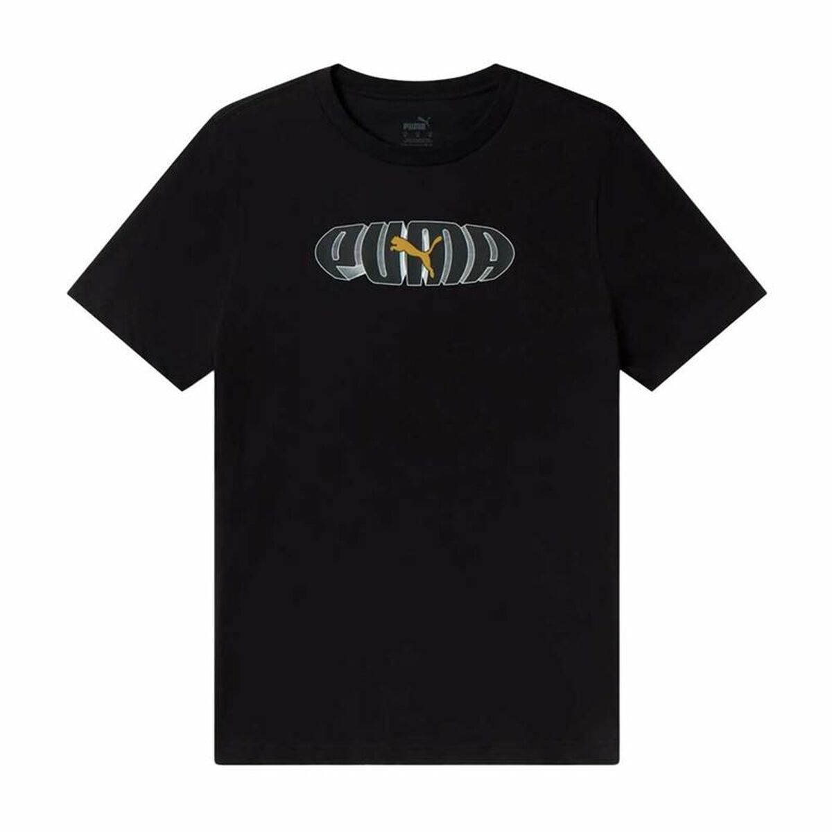 Men’s Short Sleeve T-Shirt Puma Ess+ Graphic Black-0