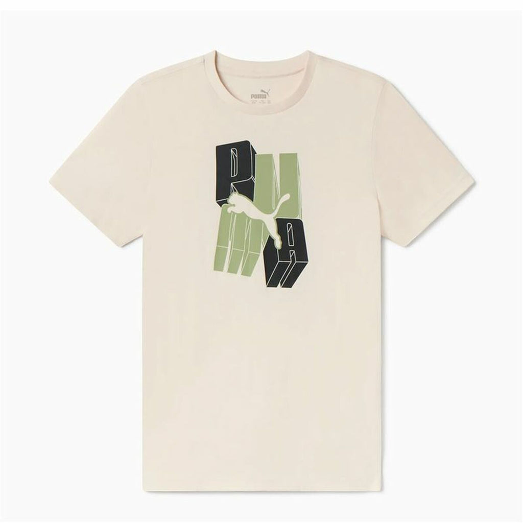 Child's Short Sleeve T-Shirt Puma Essentials+ Graphic Beige-3