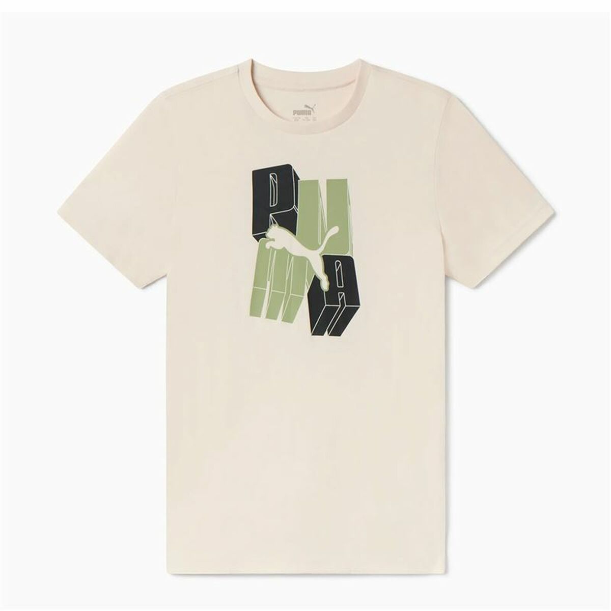 Child's Short Sleeve T-Shirt Puma Essentials+ Graphic Beige-3