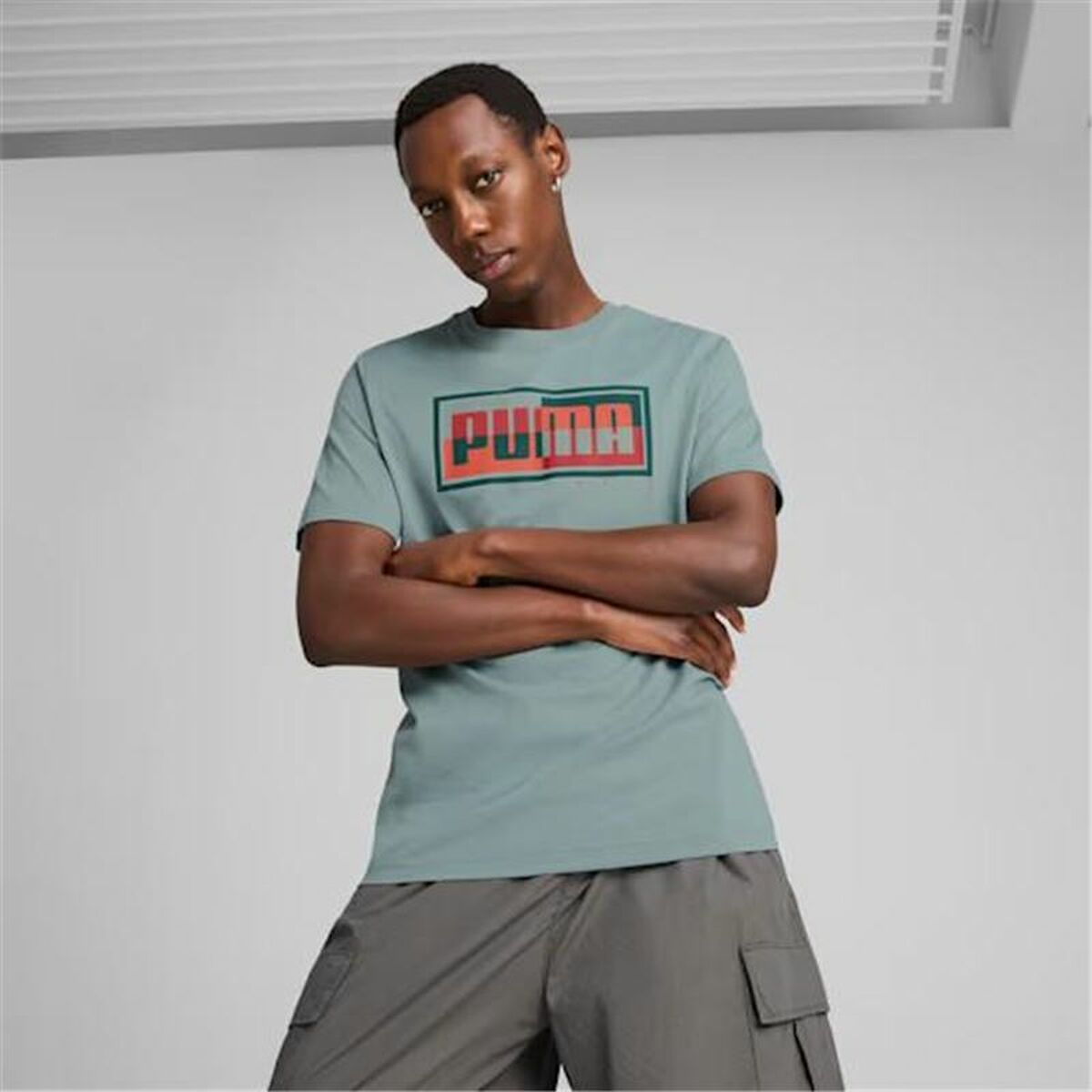 Men’s Short Sleeve T-Shirt Puma Graphics Blue Green-3