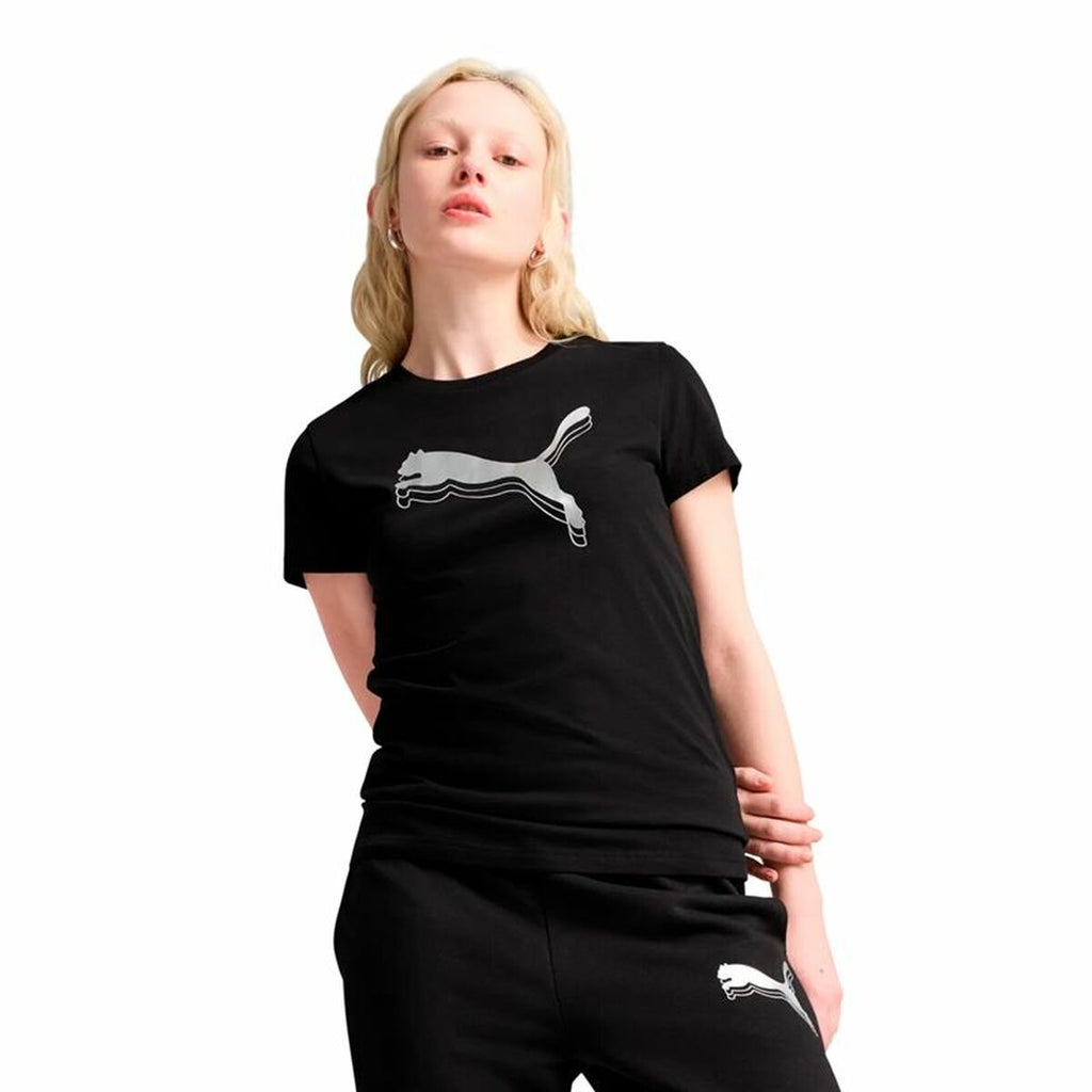 Women’s Short Sleeve T-Shirt Puma Essentials Metallic Black-3