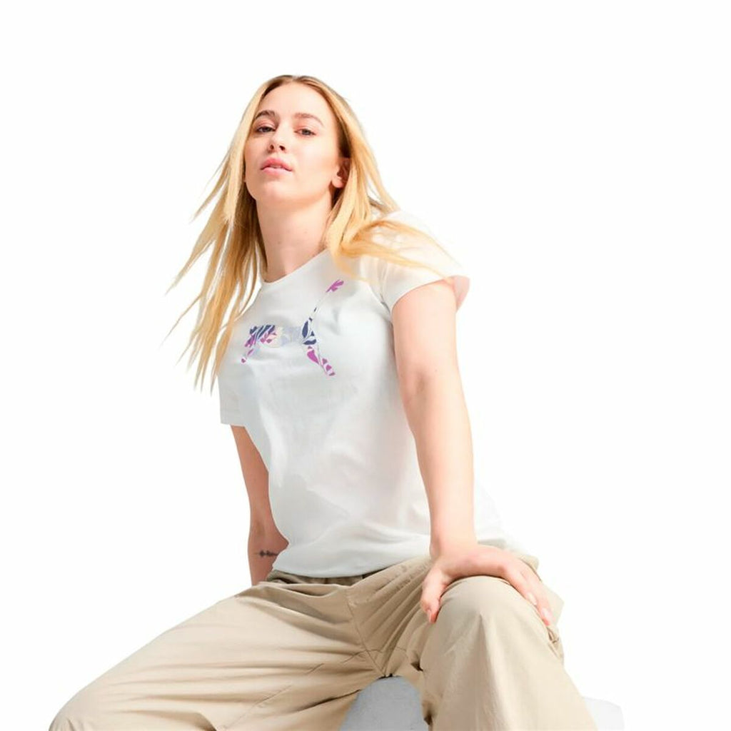 Women’s Short Sleeve T-Shirt Puma Graphics Floral White (M)-3