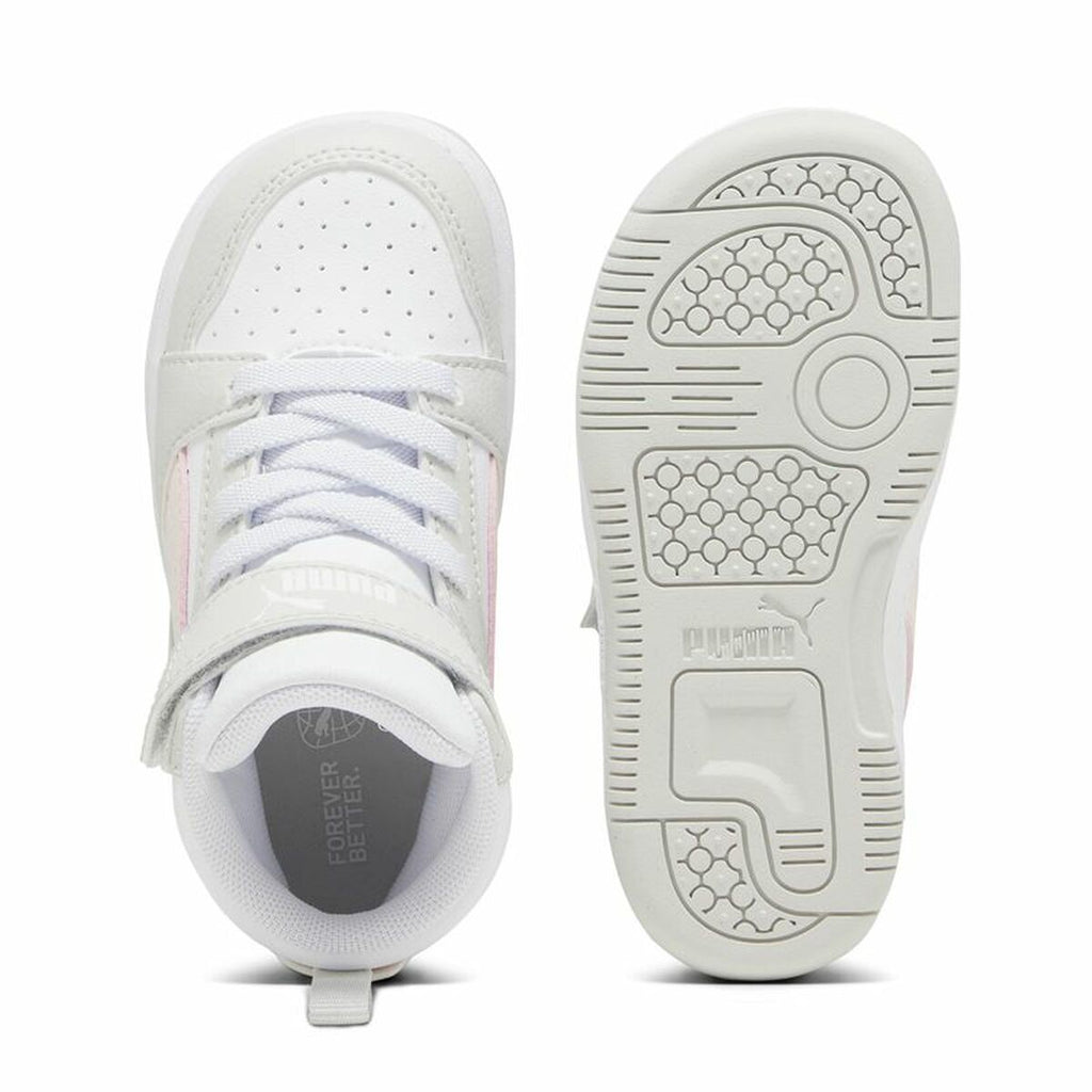 Children’s Casual Trainers Puma Rebound V6 Mid Infantil White-3