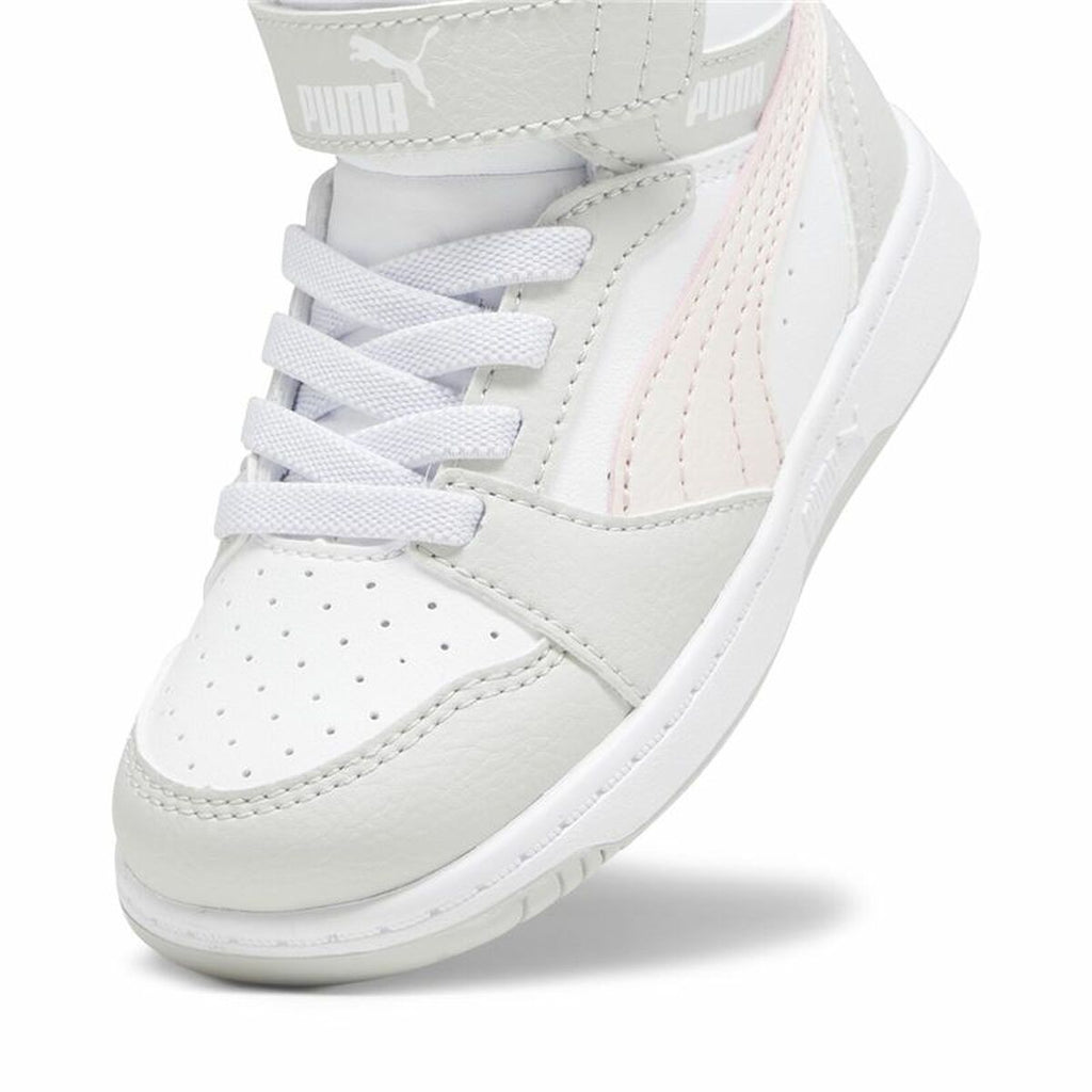 Children’s Casual Trainers Puma Rebound V6 Mid Infantil White-2