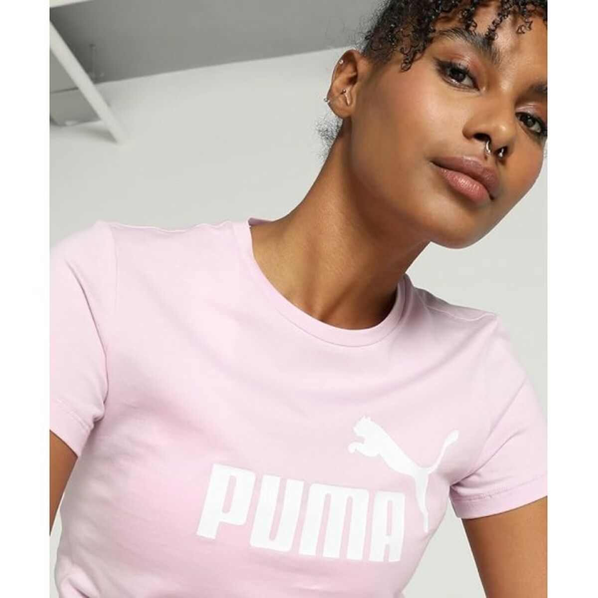 Women’s Short Sleeve T-Shirt Puma ESS LOGO TEE 586775 60 Pink-2