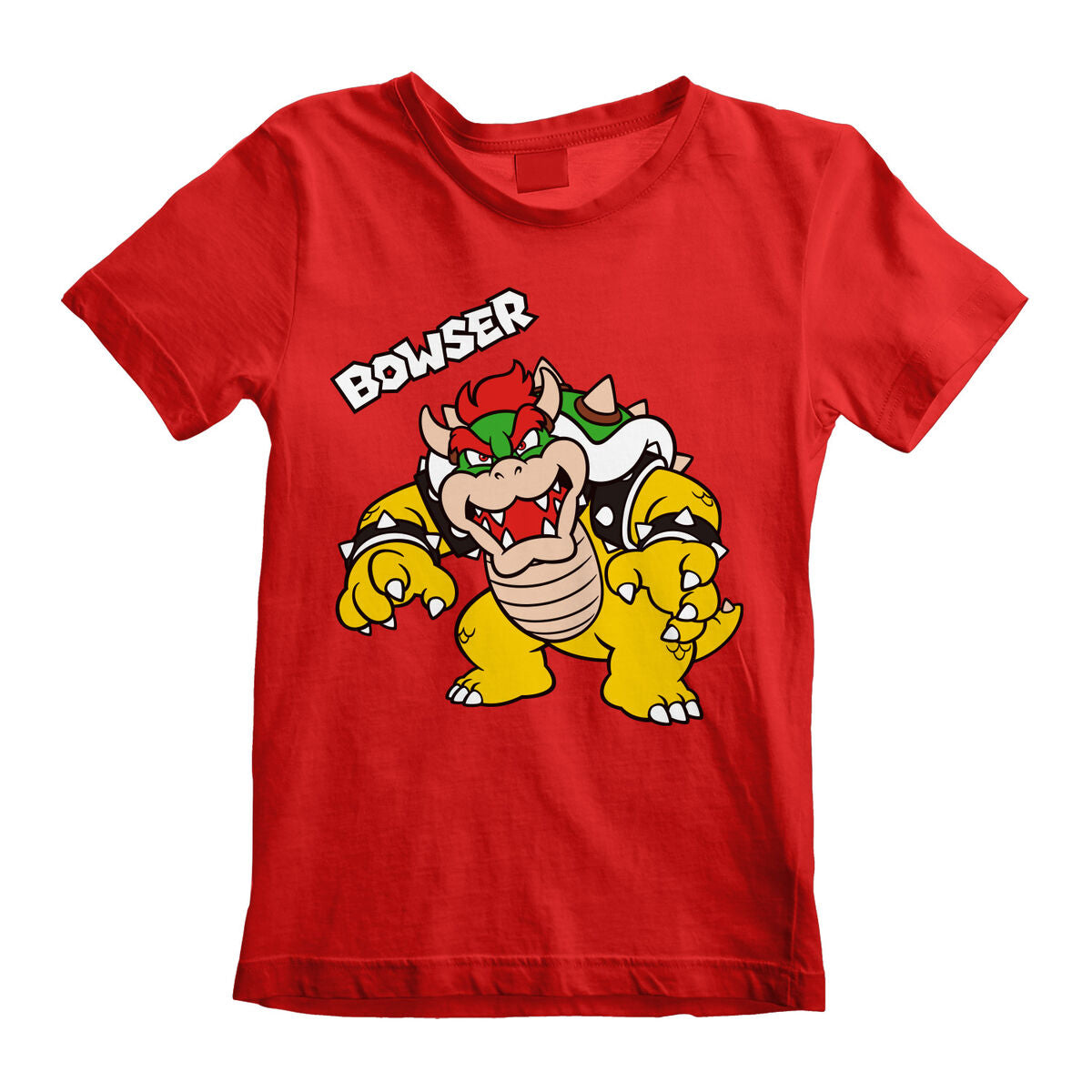 Child's Short Sleeve T-Shirt Super Mario Bowser Text Red-0