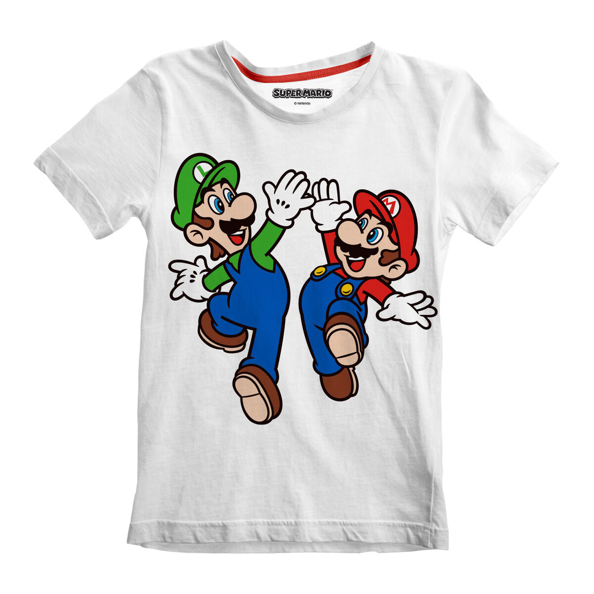 Child's Short Sleeve T-Shirt Super Mario Mario and Luigi White-0