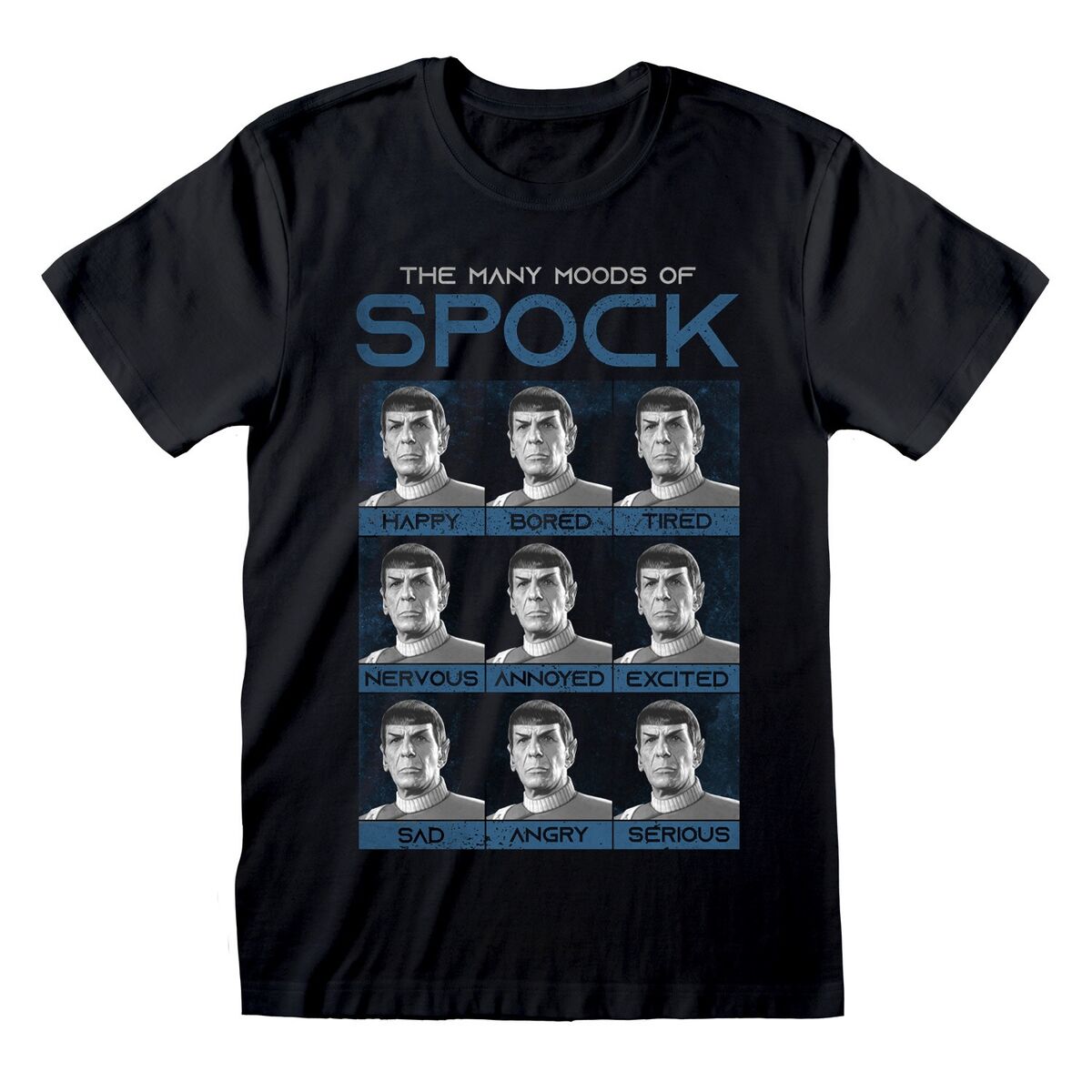 Unisex Short Sleeve T-Shirt Star Trek Many Mood Of Spock Black-0