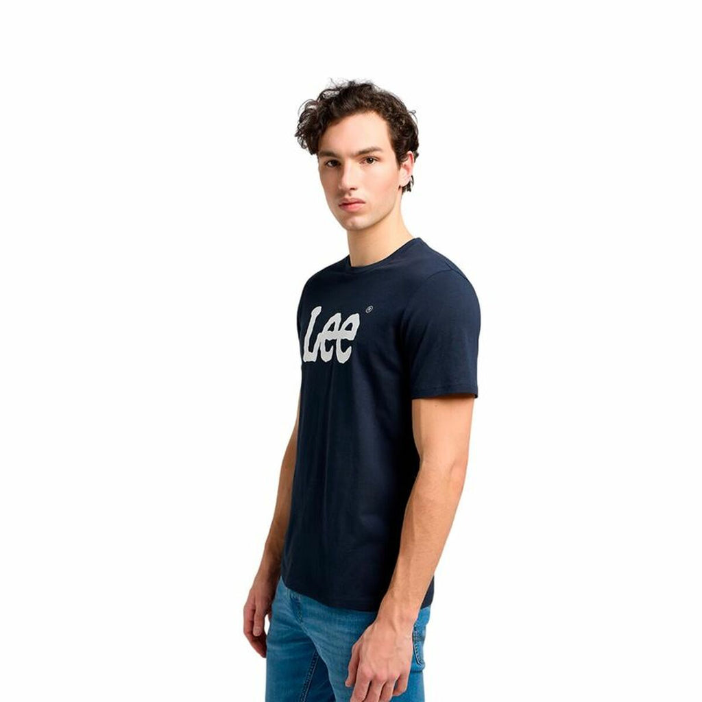 Men’s Short Sleeve T-Shirt Lee Wobbly Logo Tee Navy Blue-2