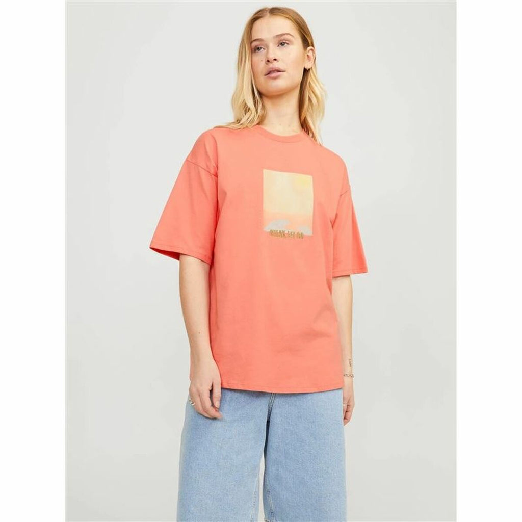 Women’s Short Sleeve T-Shirt Jack & Jones Jxpaige Orange-2