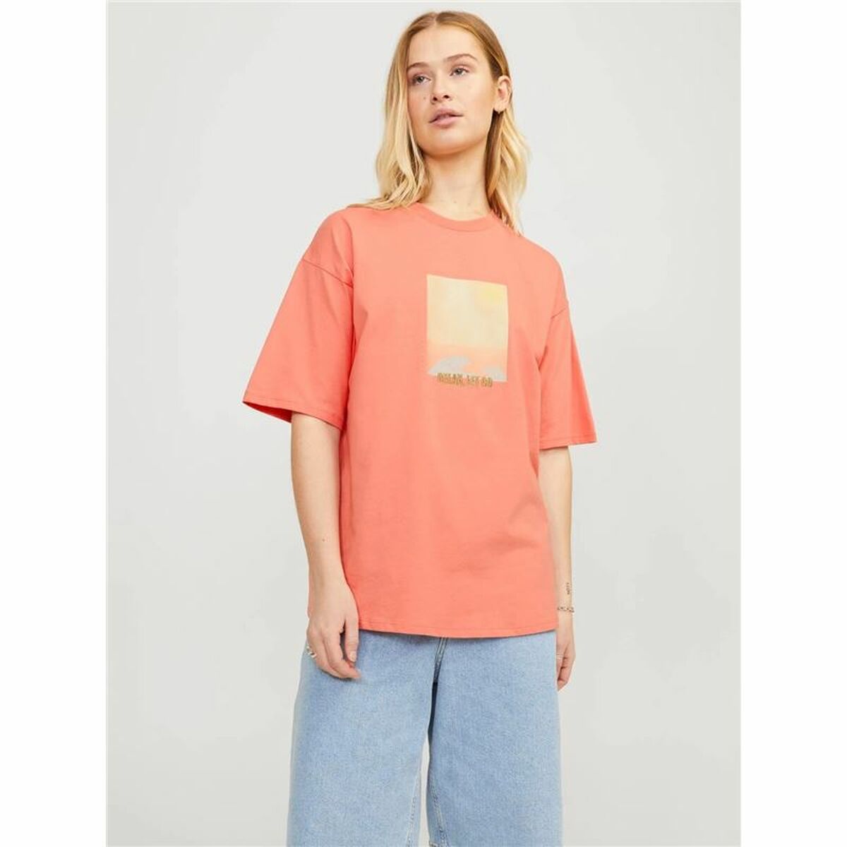 Women’s Short Sleeve T-Shirt Jack & Jones Jxpaige Orange-2