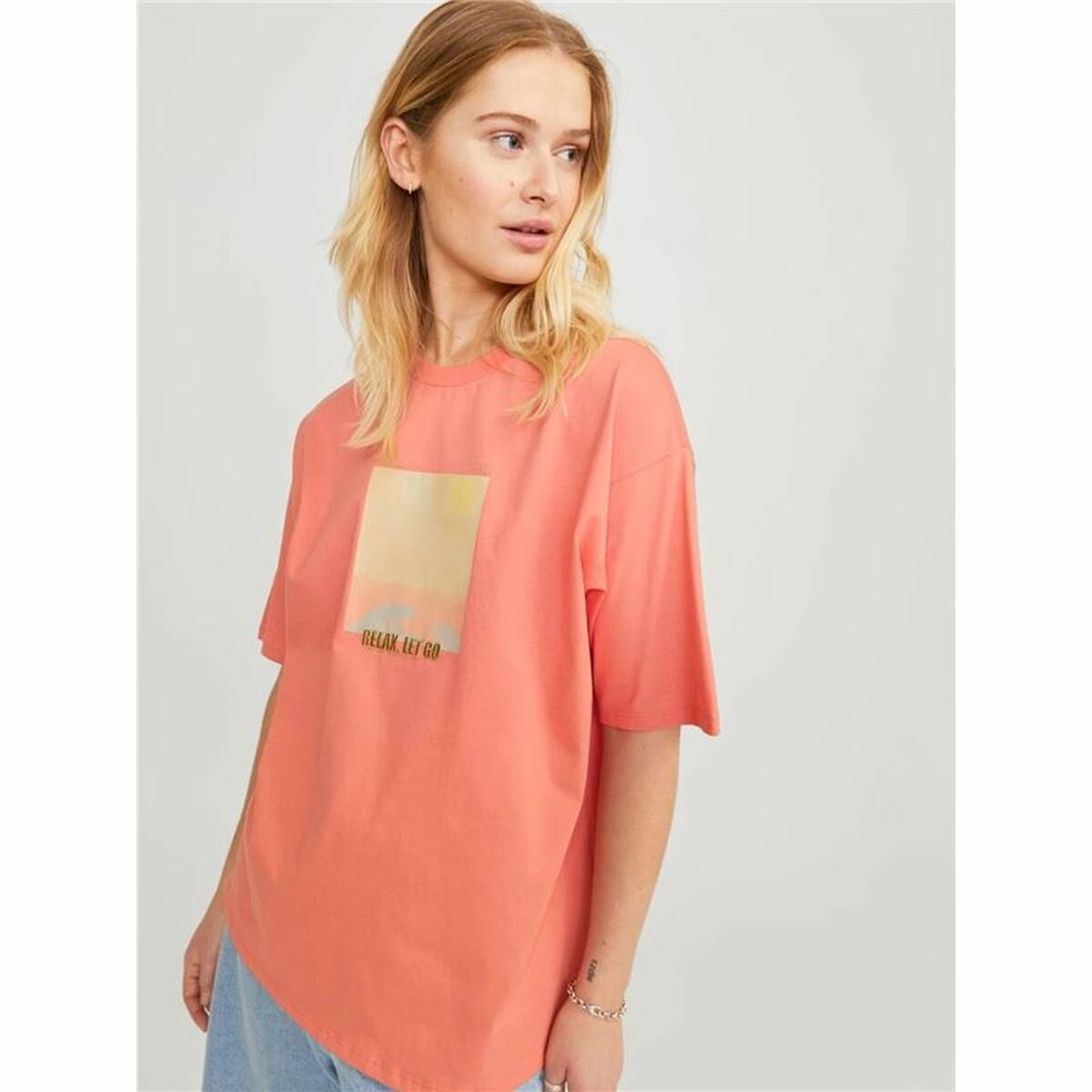 Women’s Short Sleeve T-Shirt Jack & Jones Jxpaige Orange-6