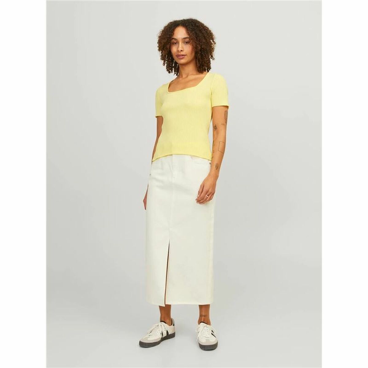 Women’s Short Sleeve T-Shirt Jxsky Ss Jack & Jones French Vanilla Yellow-3