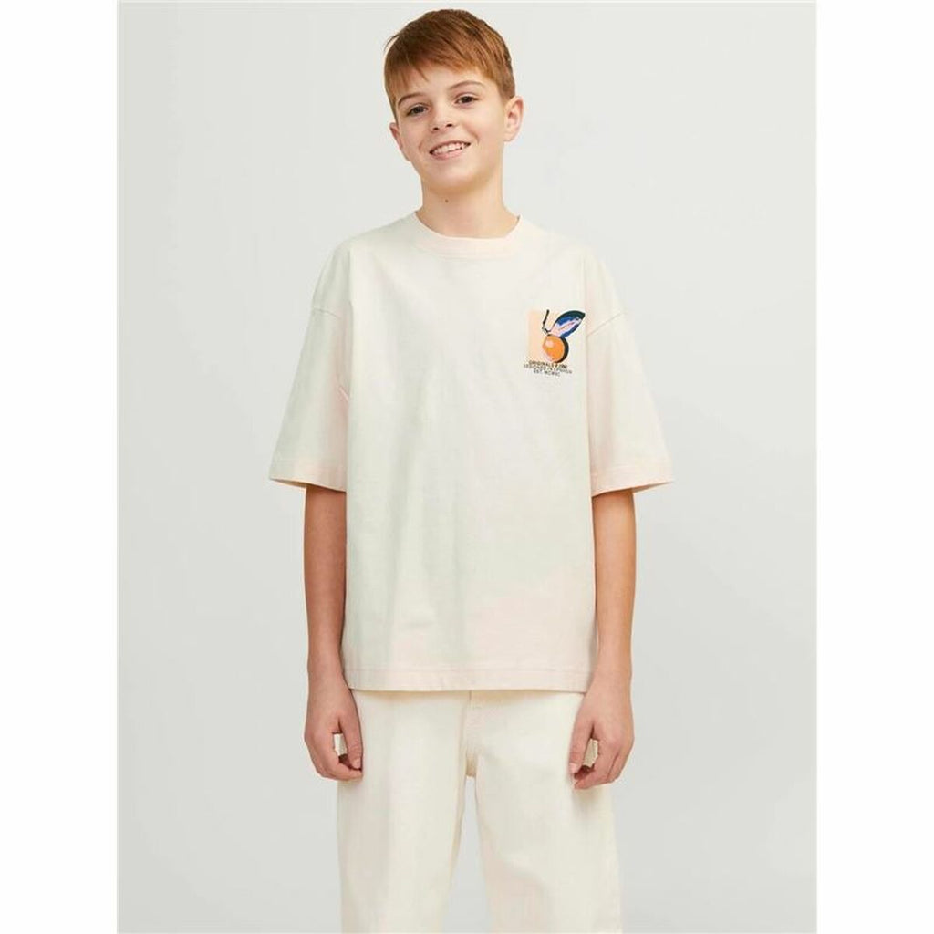 Child's Short Sleeve T-Shirt Jack & Jones tampa Back Beige-4