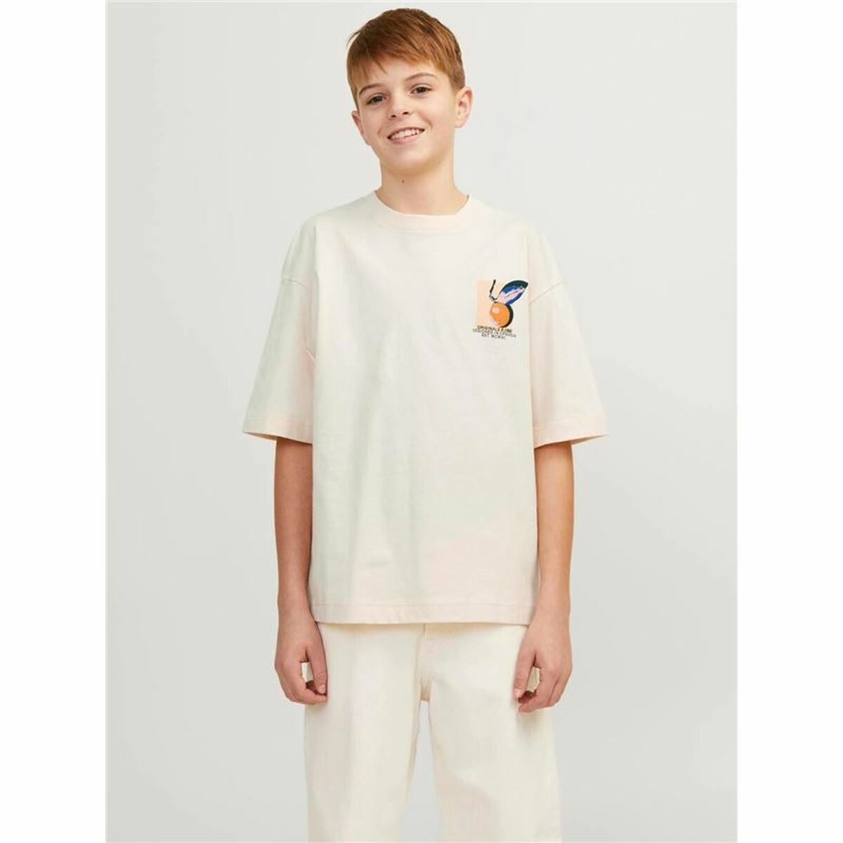 Child's Short Sleeve T-Shirt Jack & Jones tampa Back Beige-4