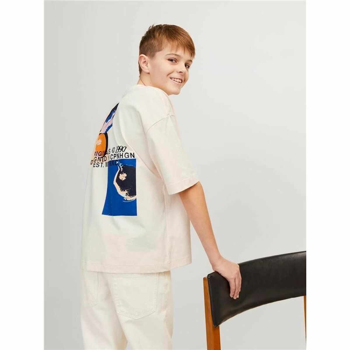 Child's Short Sleeve T-Shirt Jack & Jones tampa Back Beige-3