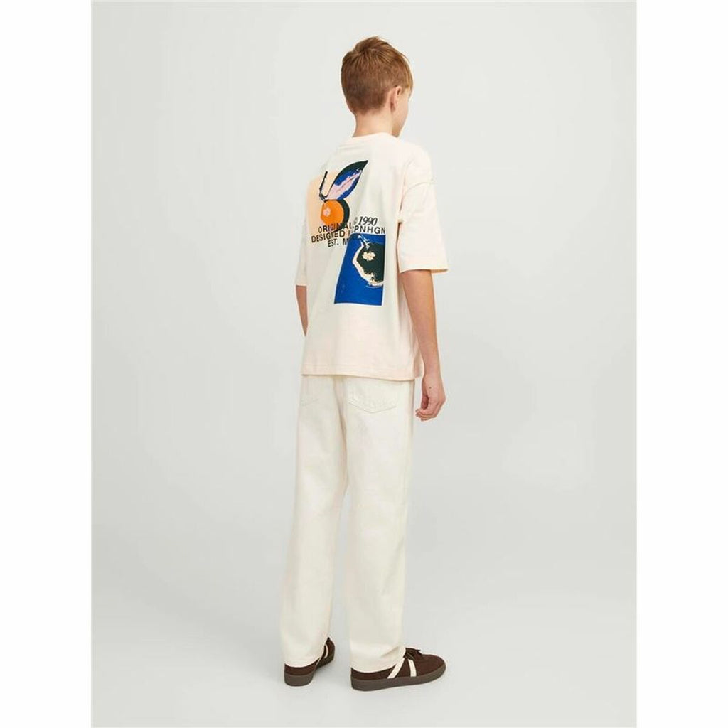 Child's Short Sleeve T-Shirt Jack & Jones tampa Back Beige-2