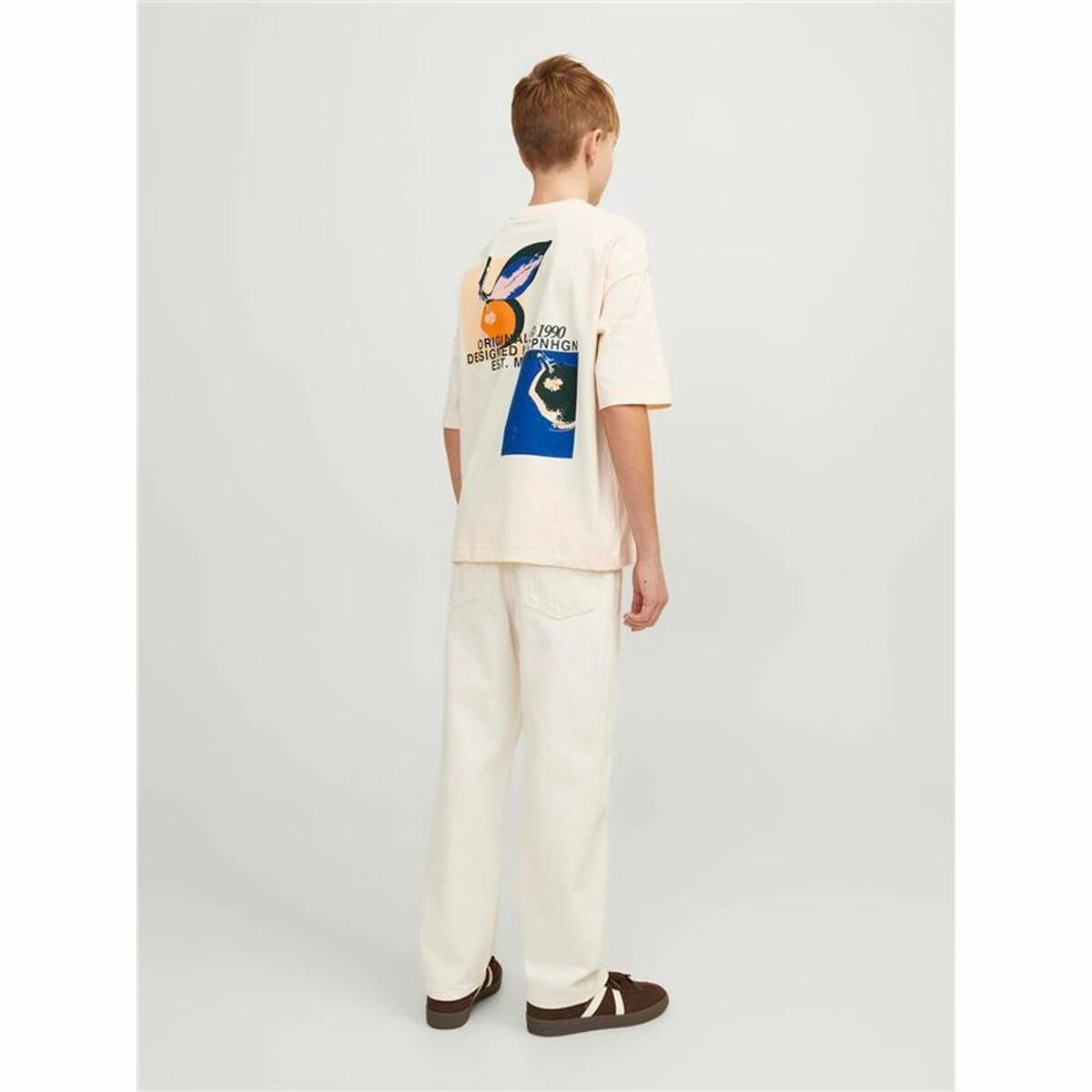 Child's Short Sleeve T-Shirt Jack & Jones tampa Back Beige-2