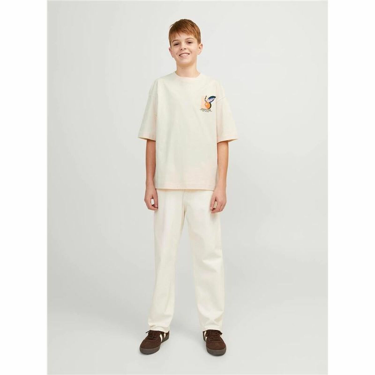 Child's Short Sleeve T-Shirt Jack & Jones tampa Back Beige-5