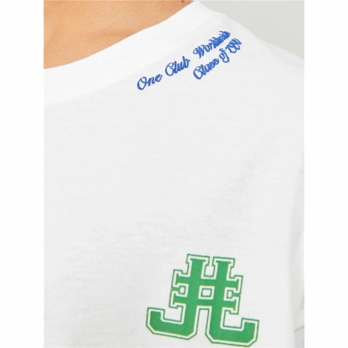 Child's Short Sleeve T-Shirt Jack & Jones Jorcole Back Print White Green-3