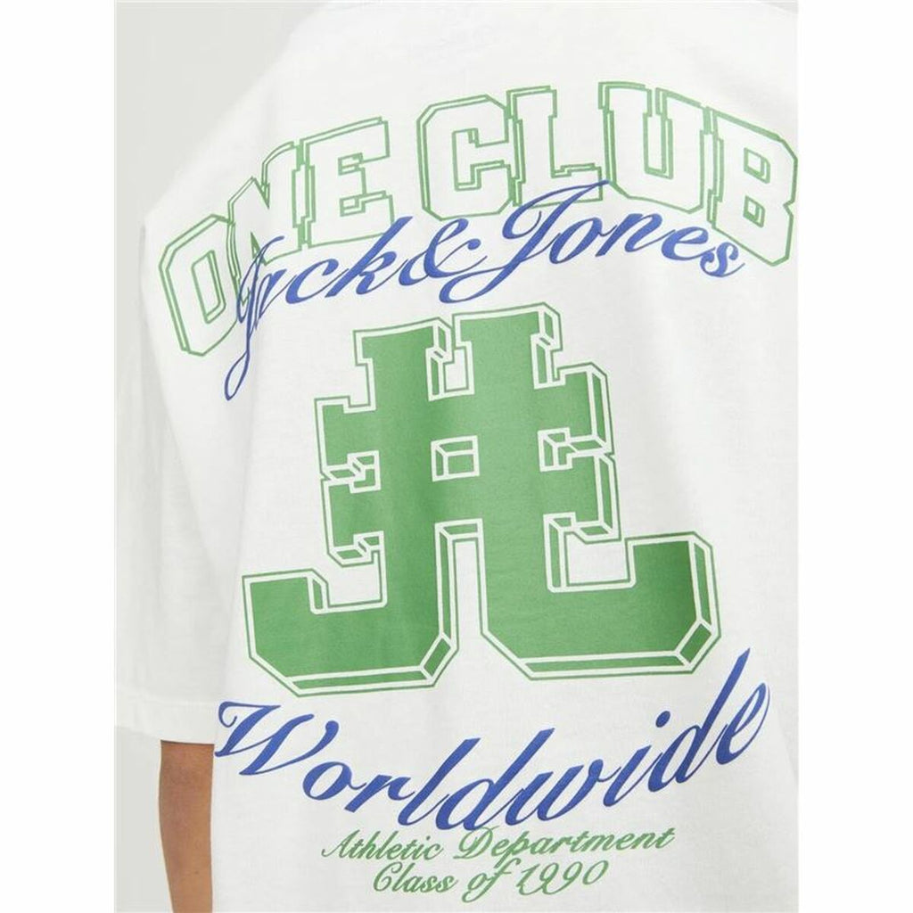 Child's Short Sleeve T-Shirt Jack & Jones Jorcole Back Print White Green-2