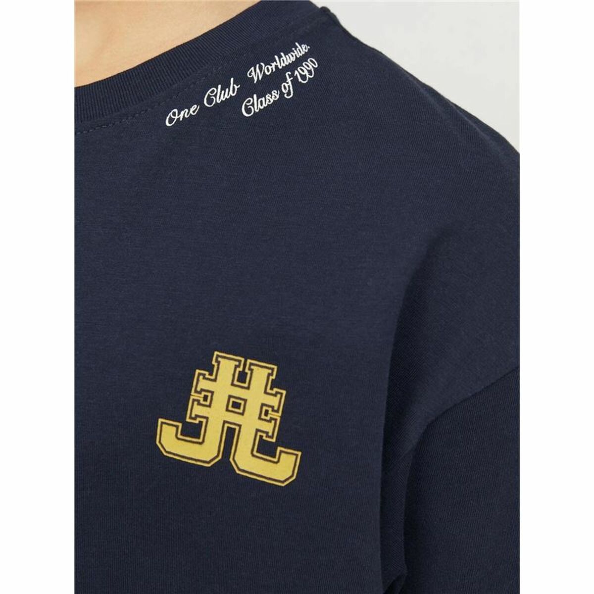 Child's Short Sleeve T-Shirt Jack & Jones Jorcole Back Print Navy Blue-4