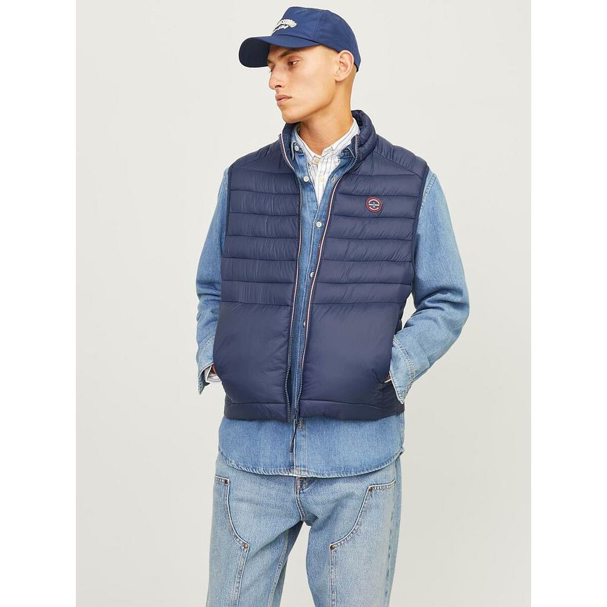 Men's Quilted Gilet Jack & Jones JJESPRINT BODYWARMER COLLAR NOOS 12258457 Navy Blue-4