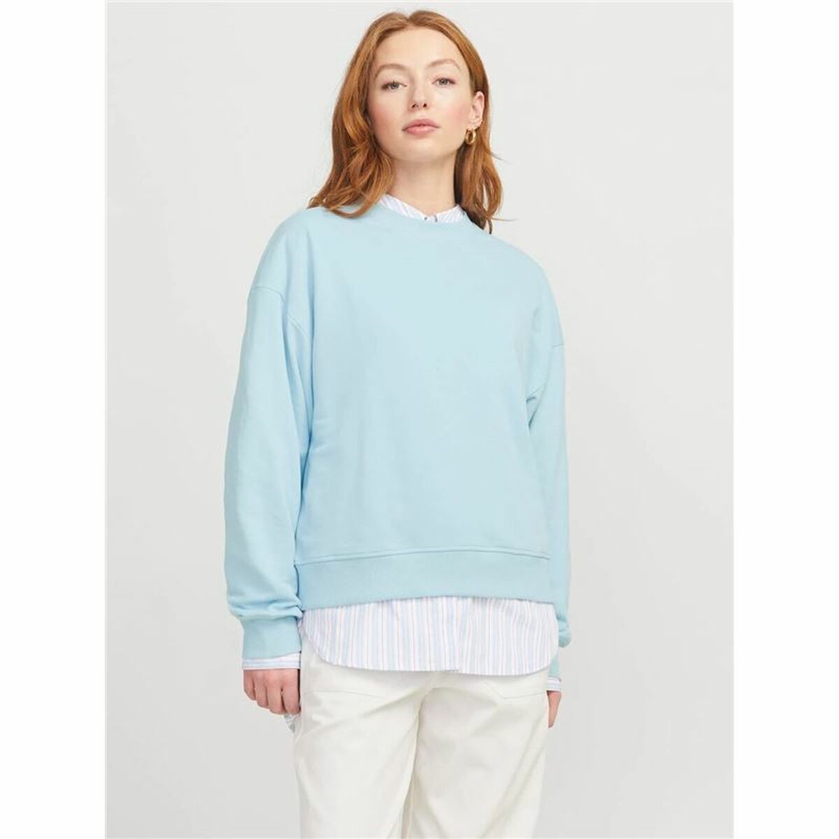 Women’s Sweatshirt without Hood Jack & Jones Jxalfa Rlx Lsw Light Blue-5
