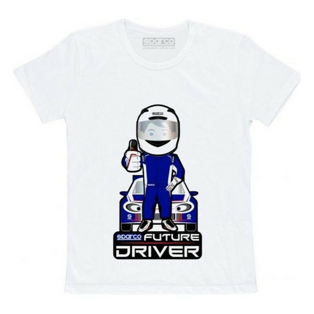 Child's Short Sleeve T-Shirt Sparco Future Racer White-0
