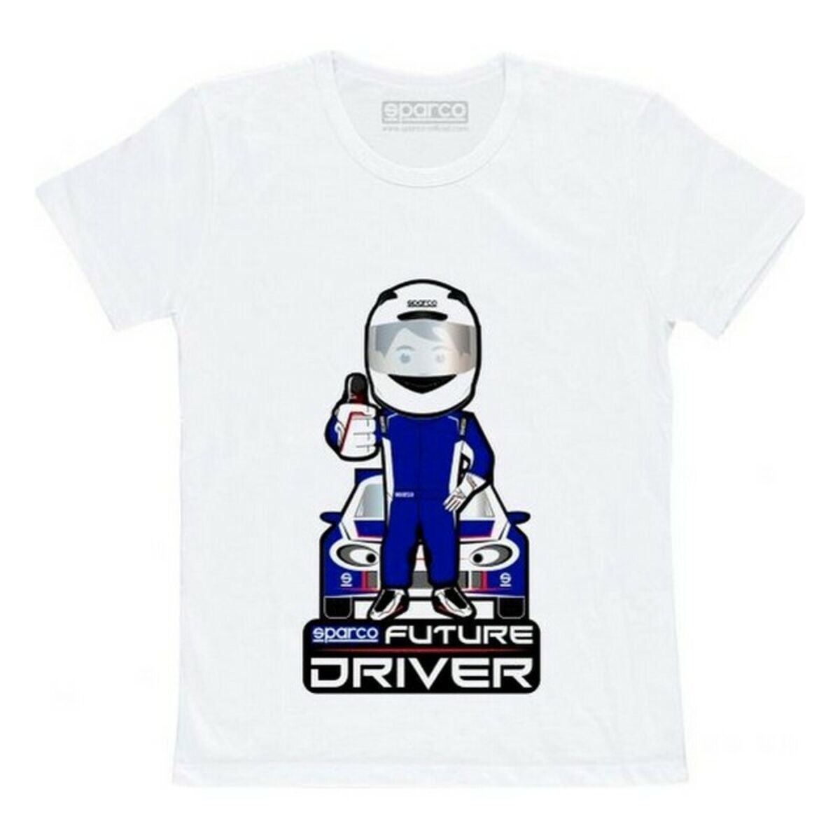 Child's Short Sleeve T-Shirt Sparco Future Racer White-0
