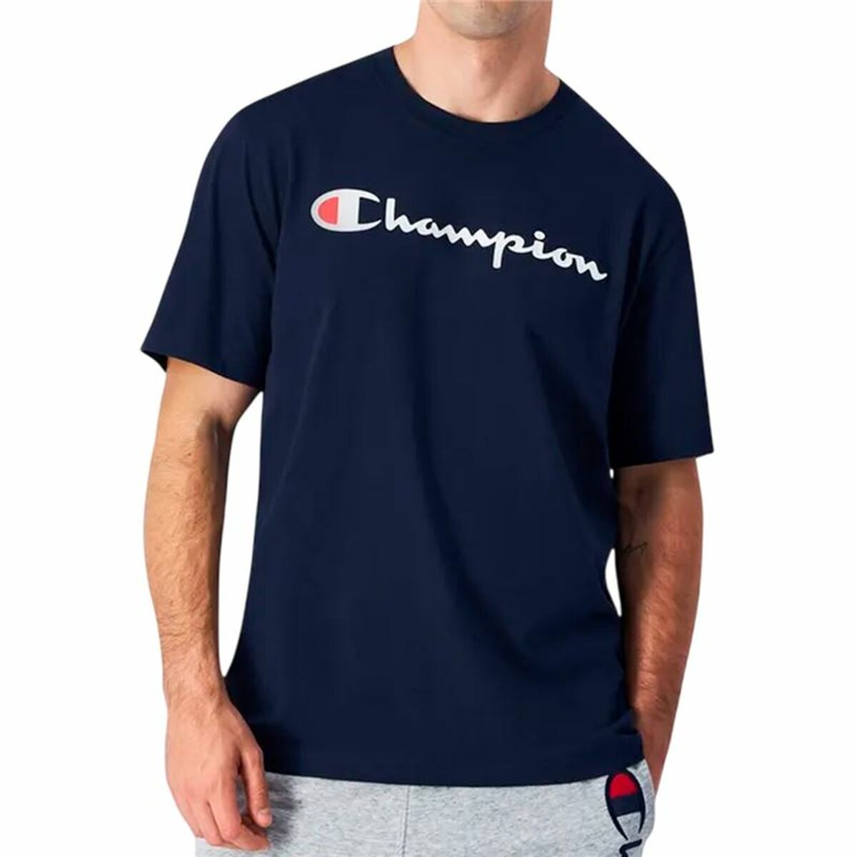 Men’s Short Sleeve T-Shirt Champion Champion Crewneck Navy Blue-3