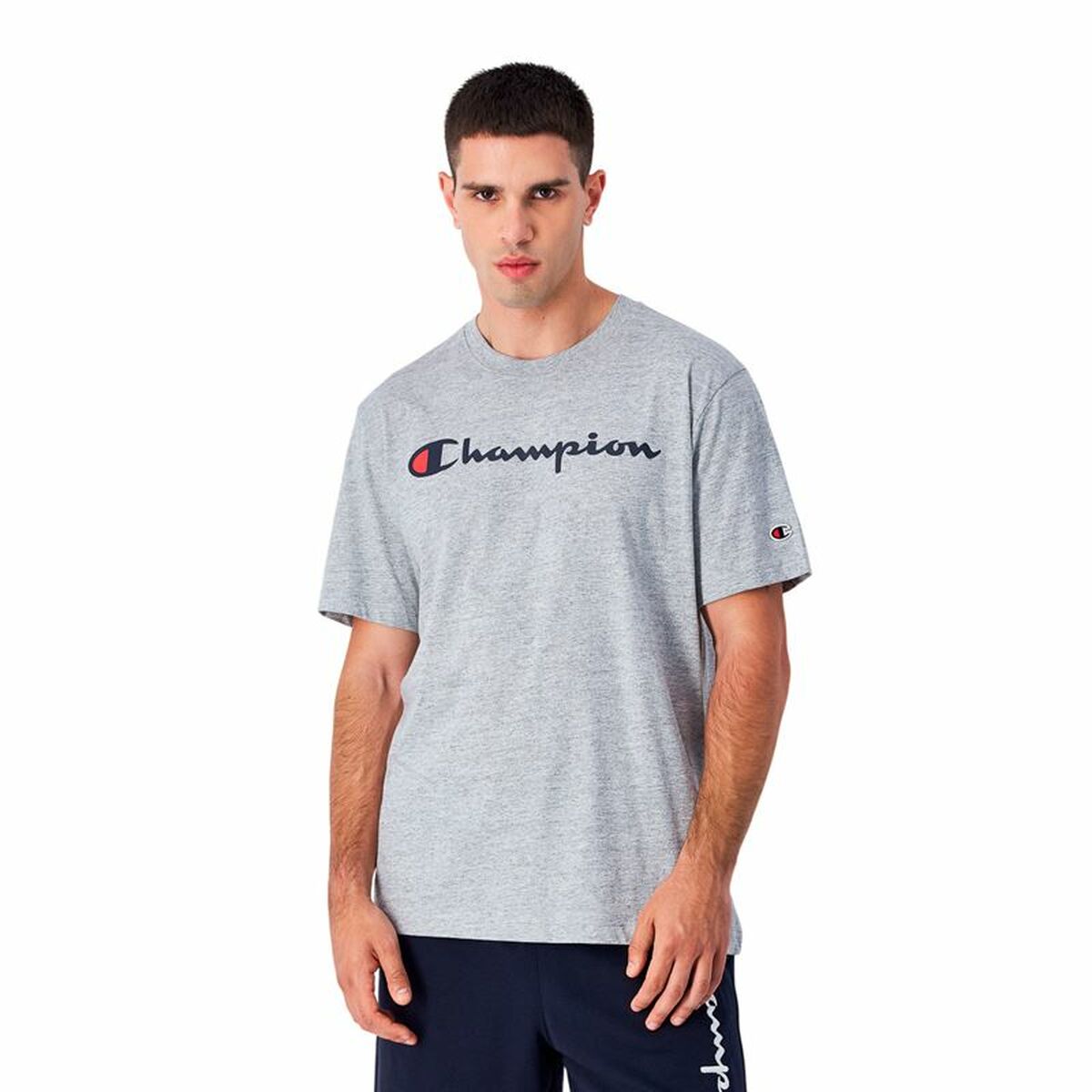 Men’s Short Sleeve T-Shirt Champion Crewneck Light grey-3