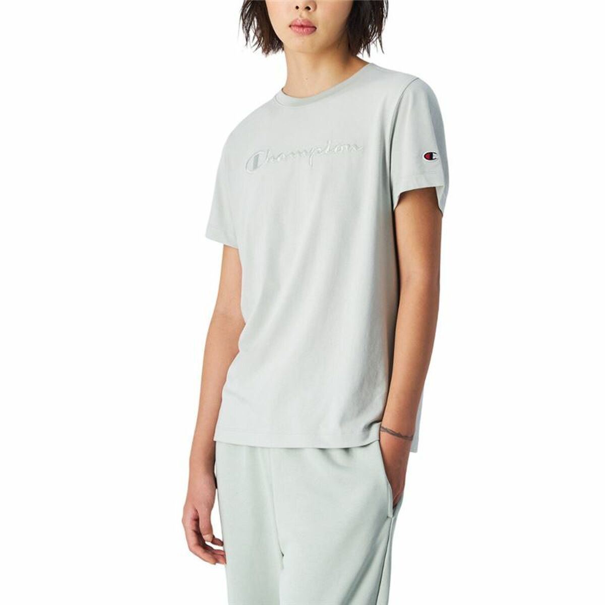 Women’s Short Sleeve T-Shirt Champion Champion SS Blue Green-3