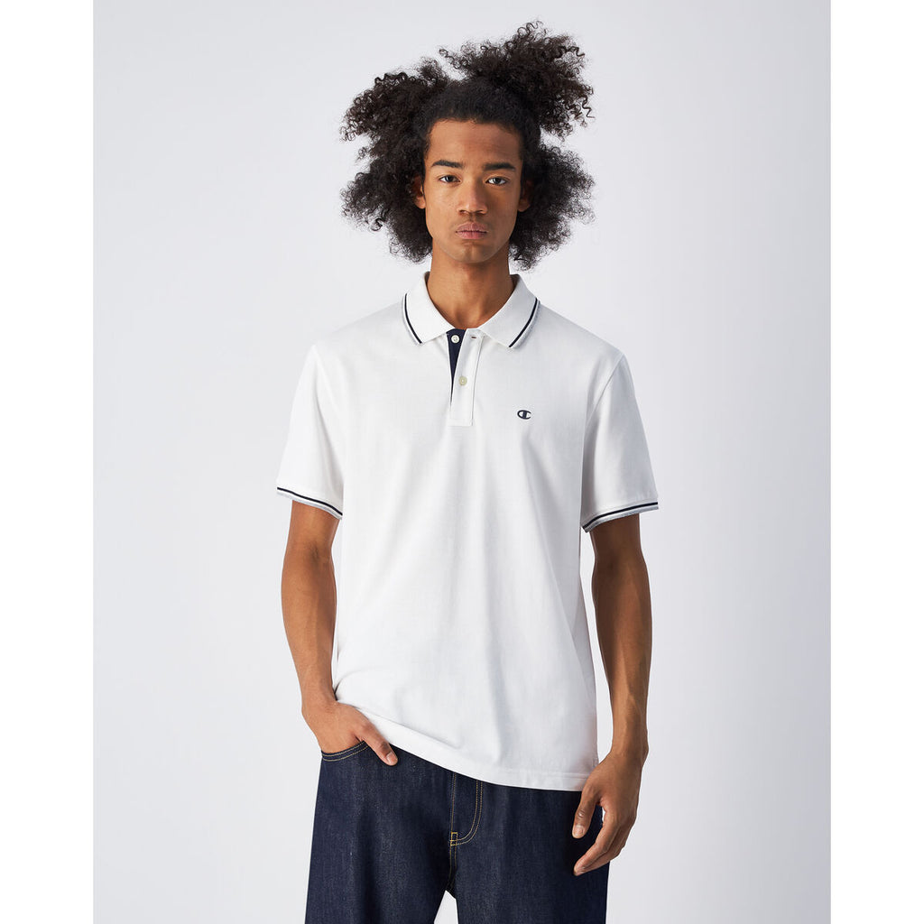 Men’s Short Sleeve Polo Shirt Champion CHAMPION POLO 220897 White-2