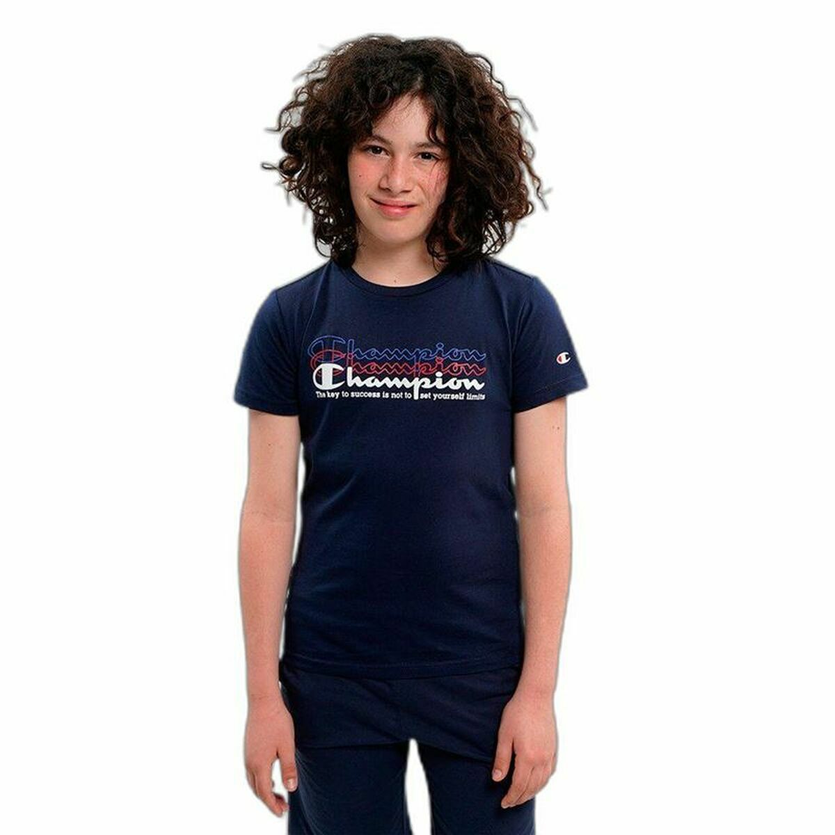 Children’s Short Sleeve T-Shirt Champion Crewneck  Blue-8