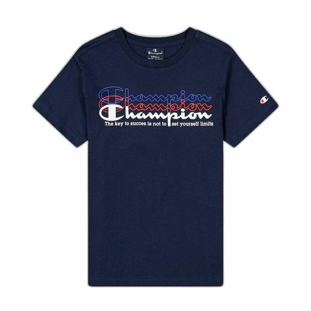 Children’s Short Sleeve T-Shirt Champion Crewneck  Blue-3