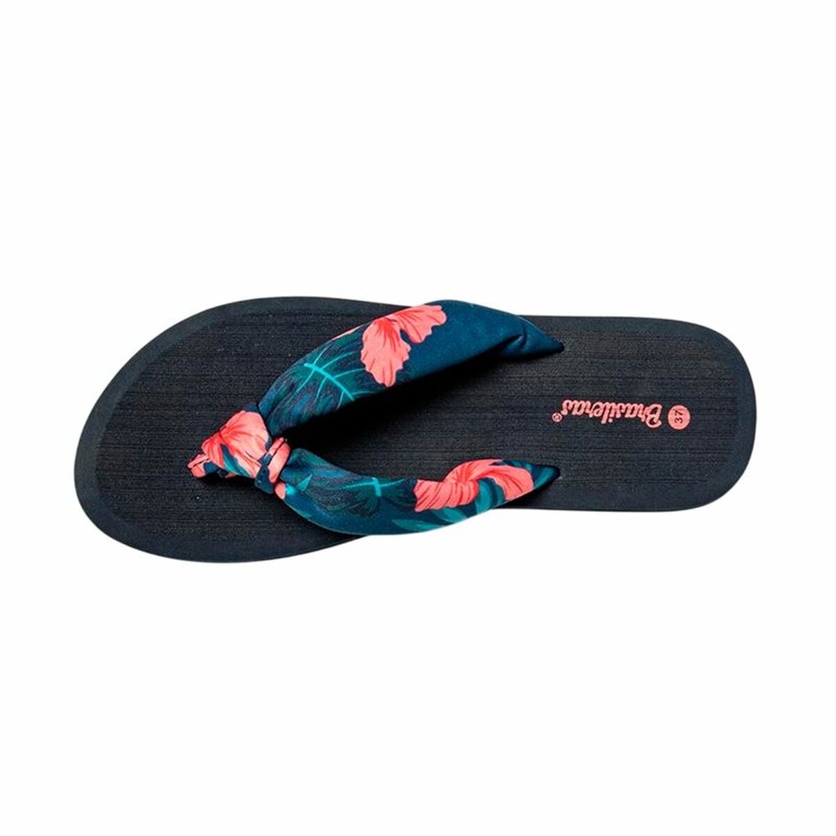 Women's Flip Flops Brasileras Hibiscus Nudo Fuchsia Black-0