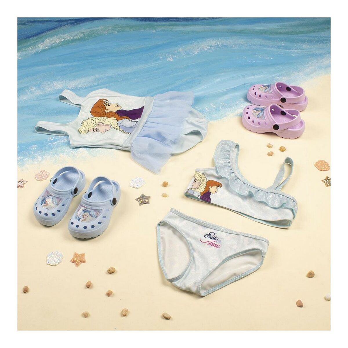 Bikini Bottoms For Girls Frozen Blue Light Blue-6