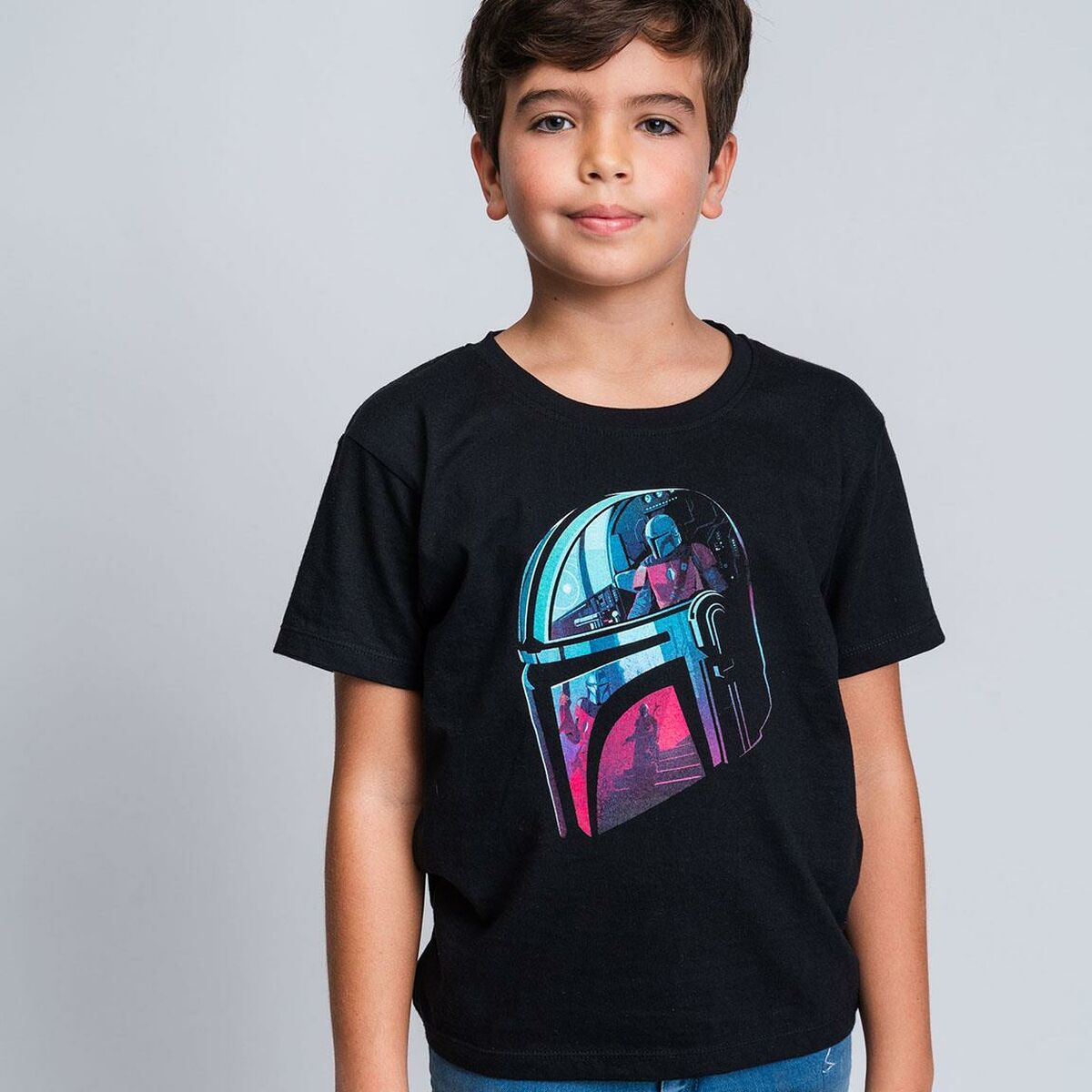 Child's Short Sleeve T-Shirt The Mandalorian Black-3