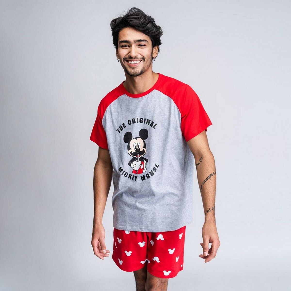 Summer Pyjama Mickey Mouse Red (Adults) Men Grey-4