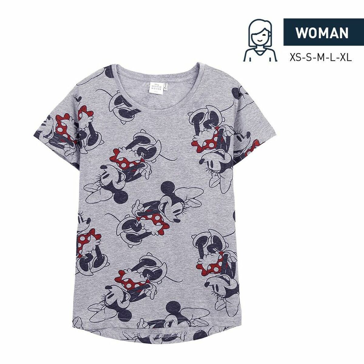 Women’s Short Sleeve T-Shirt Minnie Mouse Grey-0