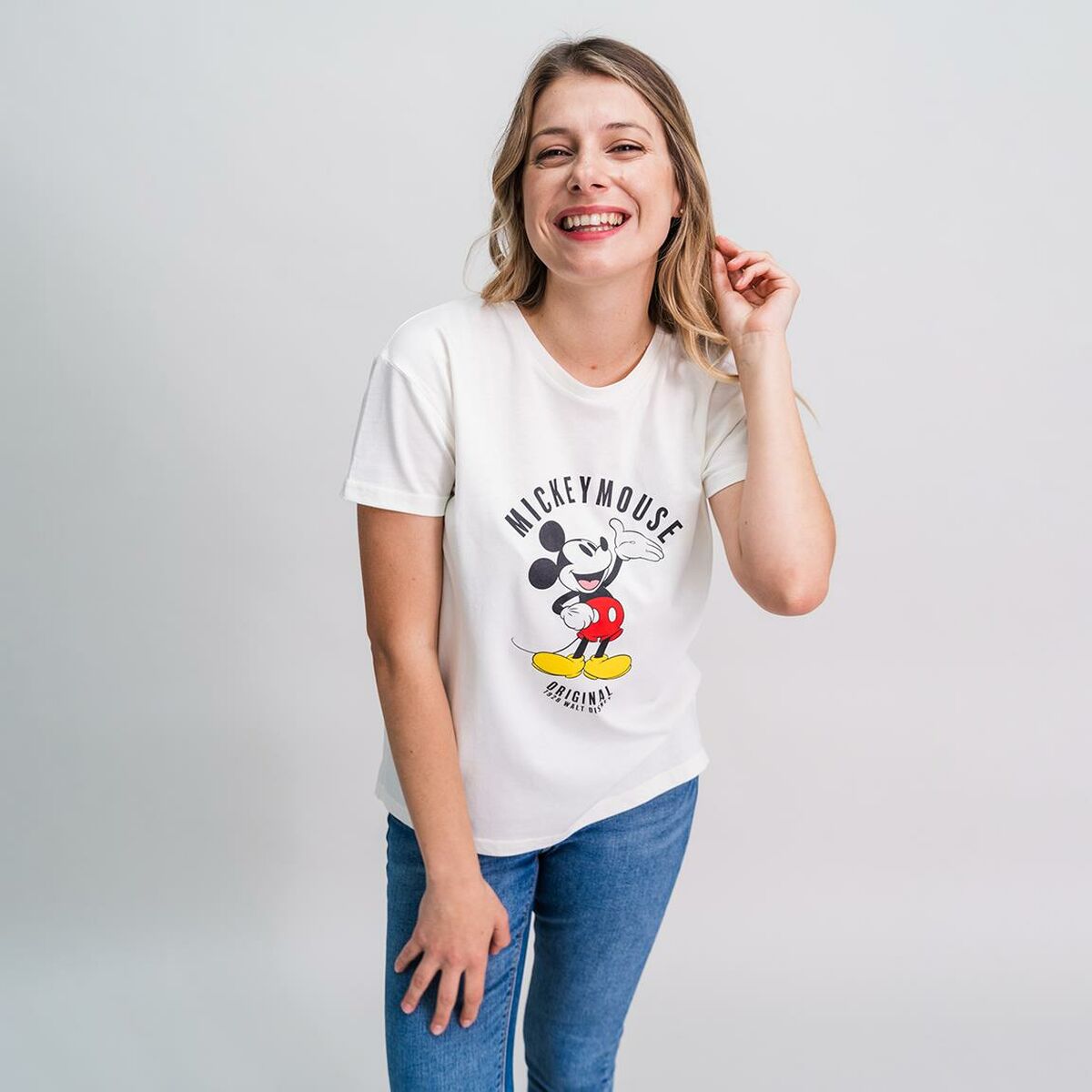 Women’s Short Sleeve T-Shirt Mickey Mouse White-2
