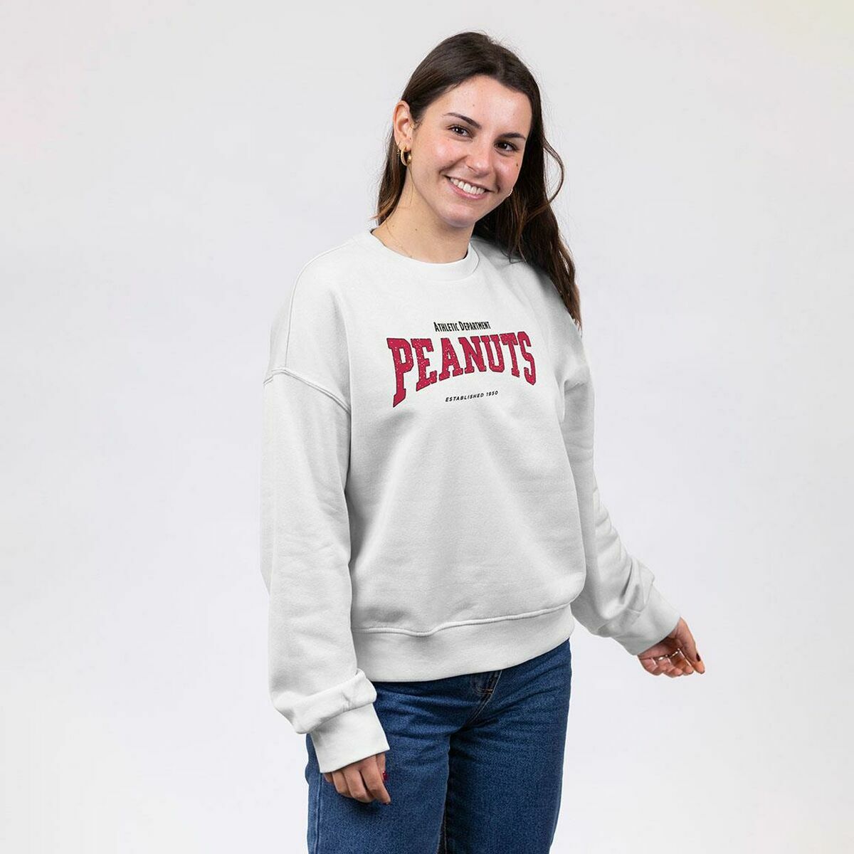 Women’s Sweatshirt without Hood Snoopy Beige-1