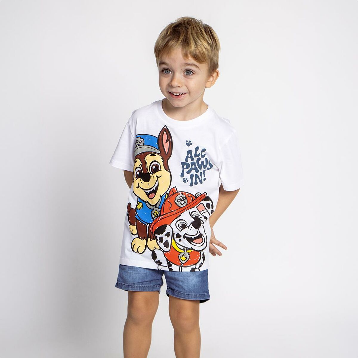 Child's Short Sleeve T-Shirt The Paw Patrol White-3
