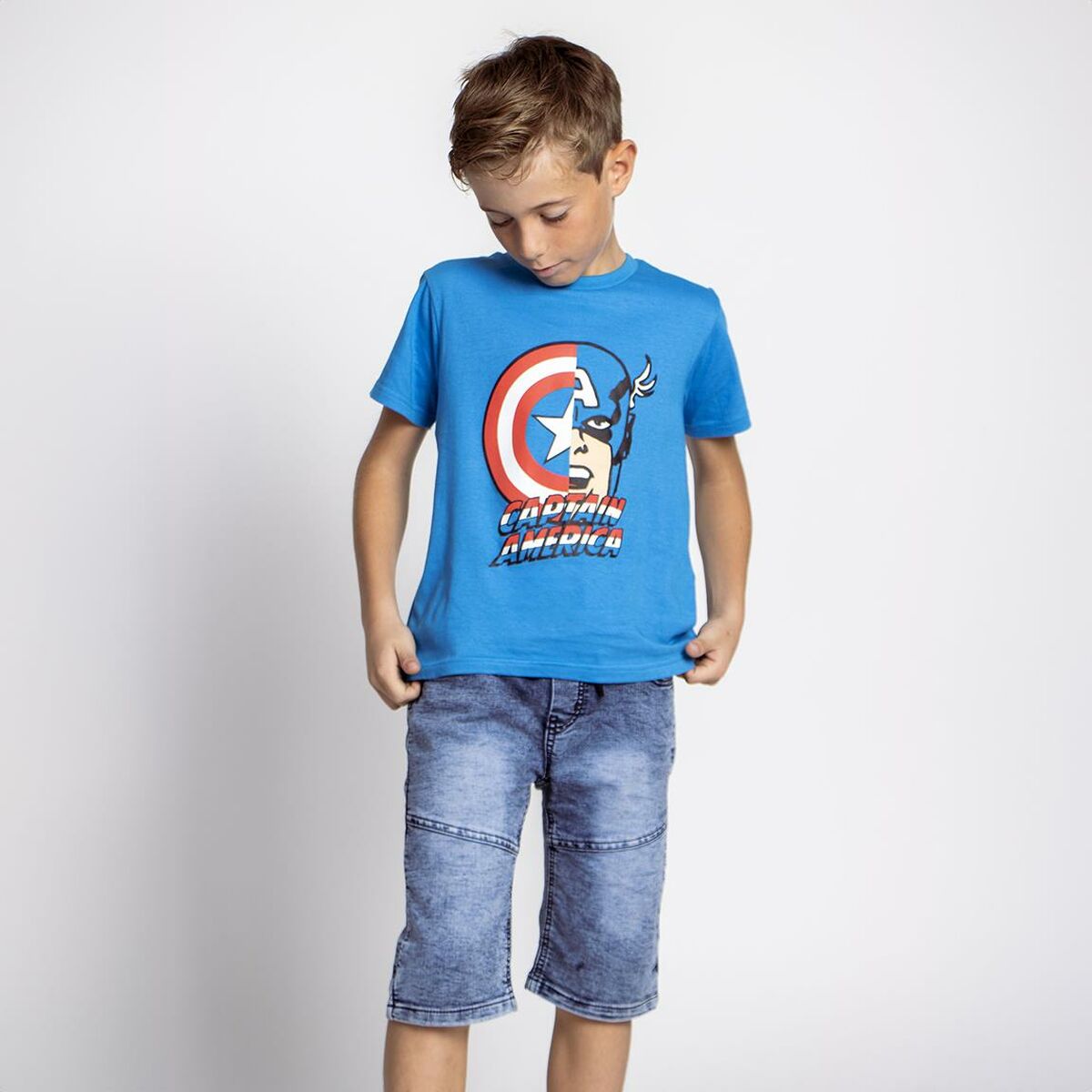 Child's Short Sleeve T-Shirt The Avengers Blue-4
