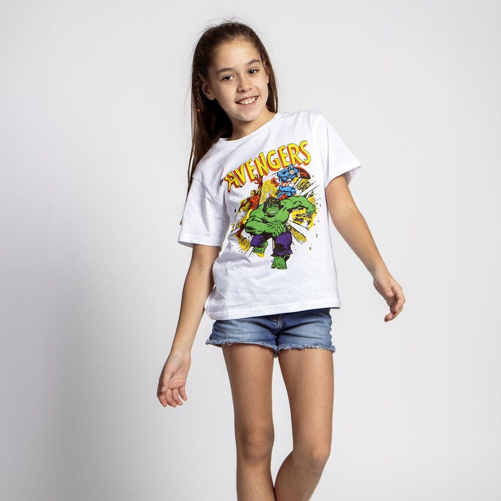 Child's Short Sleeve T-Shirt Marvel White-4